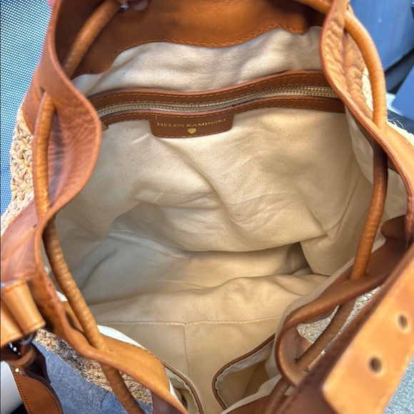 Helen Kaminski Leather and Woven Straw Bucket Bag - Picture 6 of 14